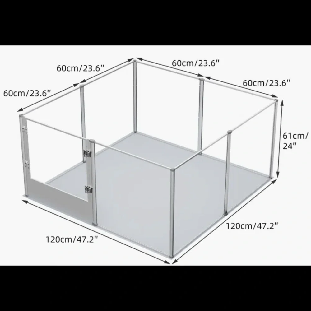 ▫️Acrylic Pet Playpen w/Latch Door- Silver 24”H 10 Panels◽️